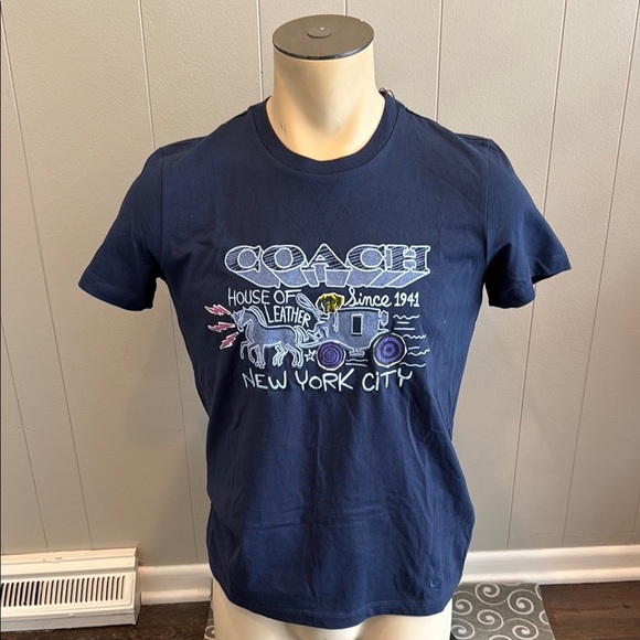 Z Coach Men’s Small Blue Tee with New York City Graphic - Picture 1 of 8